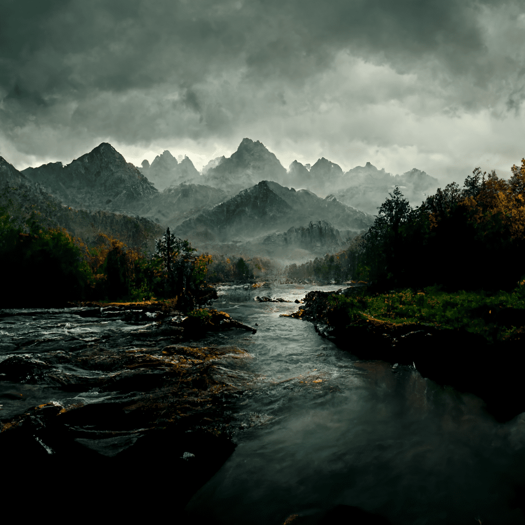 A beautiful landscape mountains river forest raining c 46d5316f 2b7b 435c ae26 8b3e50a0de37