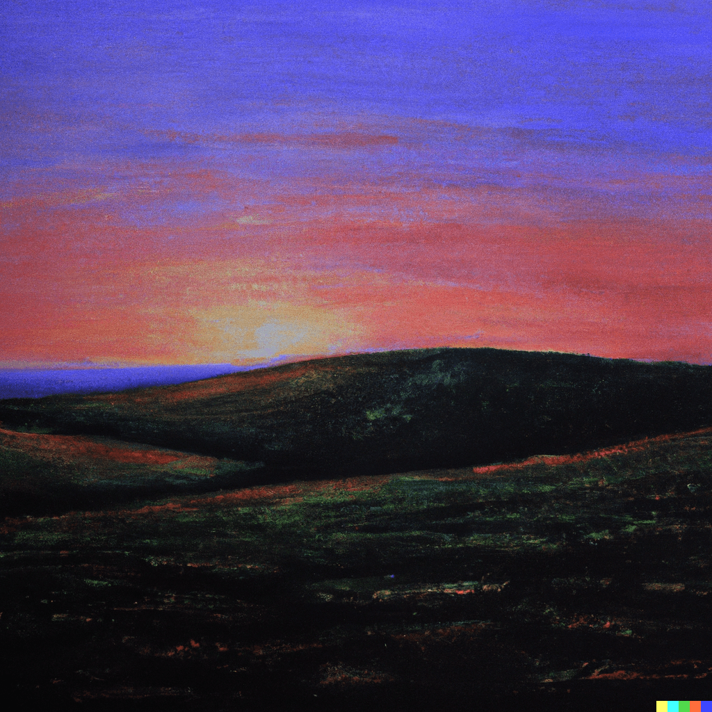 DALL·E 2022 09 06 18.02.42 A beautiful sunrise hill grass oil on canvas realism