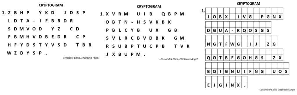 Cryptogram Puzzle Clues